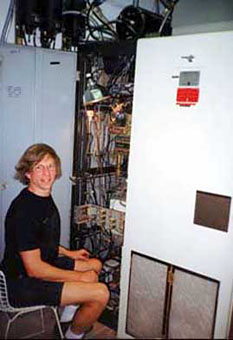 Chief Engineer Jim Duncan at KWSS Transmitter, Loma Prieta Peak, California 1989