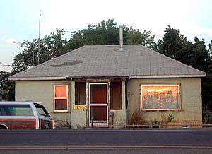 Sunset reflecting on windows of house in Fallon, Nevada, USA